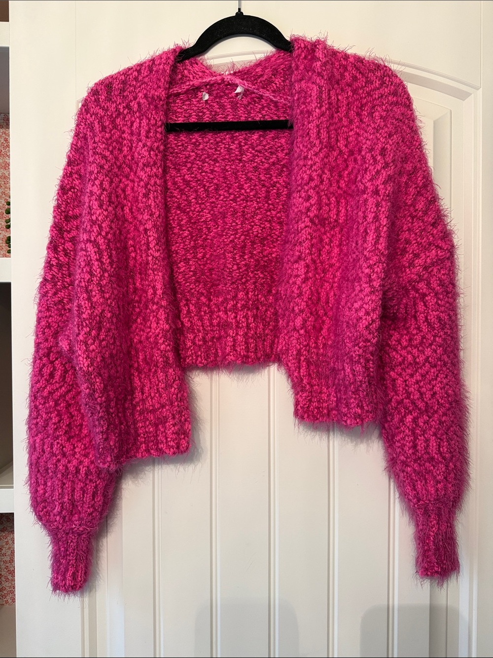 Darling pink chunky knit open cardigan/shrug